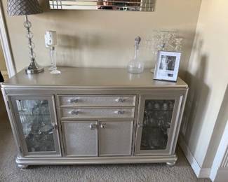 Silver buffet with glass doors from Ashley