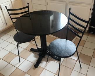 Lot (11) Bistro Table with Metal Base and 2 Chairs - Table 30"d 29h