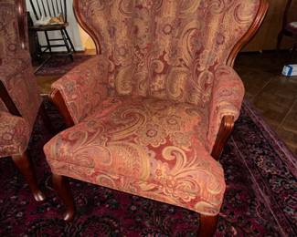 Lot (15) - Pair of Channel Back Wing Chairs, professionally reupholstered 26”w 28d 37”h back, 19”h seat.   Smoke and pet free home.  