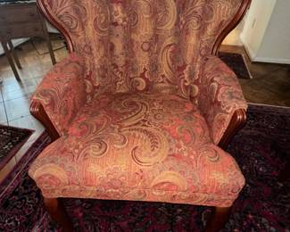 Lot (15) - Pair of Channel Back Wing Chairs, professionally reupholstered 26”w 28d 37”h back, 19”h seat.   Smoke and pet free home.  