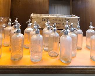 Vintage Seltzer Bottles with original crates