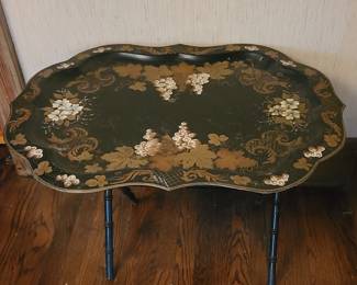Antique painted Tray on stand