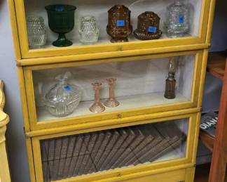 Vintage Barrister Bookcase $250, Culver Old Fashioned 6pc with tray $125, Fairy lamps $30-45 each