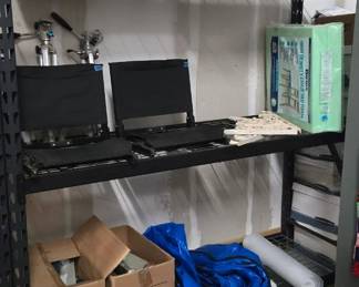 Stadium Seats $10 each, Metal Shelving $150 each, Makita work lights $5 each