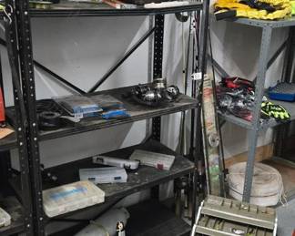 Fishing poles, tackle, safety gear