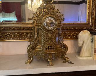 Vintage Franz Hermle Imperial Brass Italian German Mantel Clock