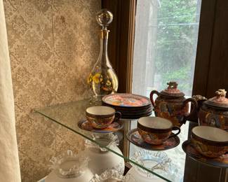 Dragonware teapot Satsuma Moriage hand painted Japan