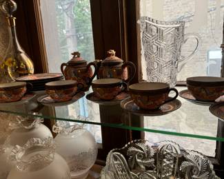 Dragonware teapot Satsuma Moriage hand painted Japan