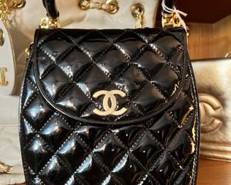 vintage CHANEL satchel top handle hand made small 24K gold plated