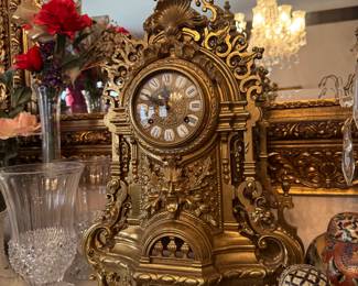 Vintage Franz Hermle Imperial Brass Italian German Mantel Clock