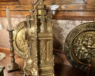 Vintage Franz Hermle Imperial Brass Italian German Mantel Clock