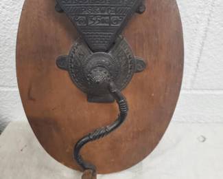 PS&W Coffee Mill Mounted on Wood 
