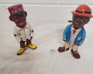 Black Americana Cast Iron Banks - Taxi Driver Bank & Jazz Man with Bowler Hat Bank