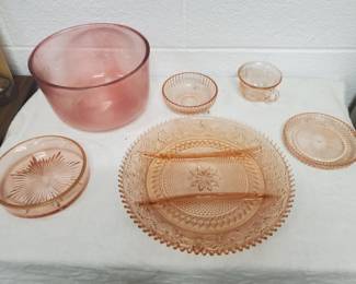 Tiara Pink Depression Glass Pieces