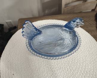 Indiana Blue Glass Hen On Nest
