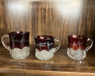 Ruby Red-Stained Glass Souvenir Cups
