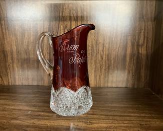 Ruby Red-Stained Glass Souvenir Pitcher