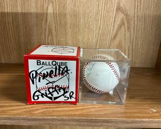 Ken Griffey Sr & Pinella Signed Baseball & Holder