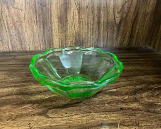 Green Uranium Vaseline Glass Bowl