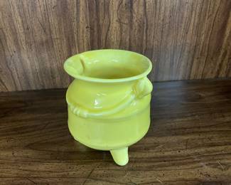 Ceramic Pottery Yellow Cauldron Planter
