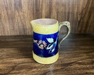 Art Pottery Majolica Hand Painted Individual Milk Pitcher