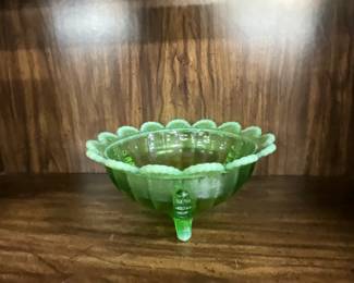 Green Mosser Glass Footed Bowl