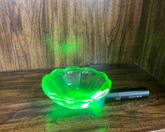 Green Uranium Vaseline Glass Bowl
