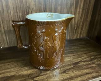Large Brown Glazed Pottery Pitcher 