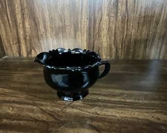 L.E. Smith Black Amethyst Glass Creamer