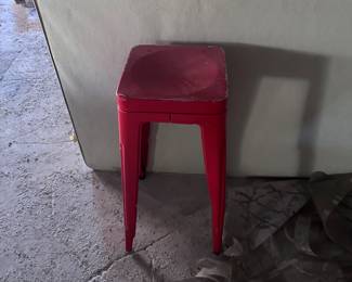 Red metal stool