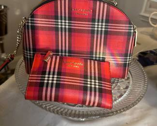 Kate Spade Christmas Plaid crossbody bag and matching wallet $150