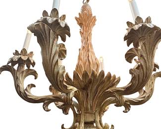 Carved Wood Pineapple Finial Chandelier 