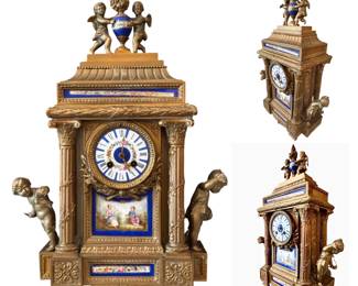 Antique French Servo Gilt Mantle Clock 