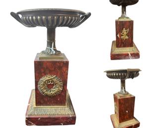 French Neoclassical Bronze Marble Tazza Urn 