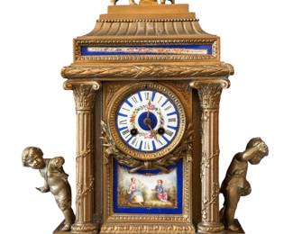 Antique French Servo Gilt Mantle Clock 