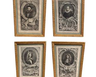 Four Framed 18th Cenutry Mezzotint of Kings, Prince, Nobility 