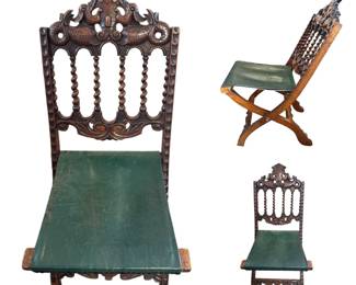 Antique Dutch Oak Gothic Sermon Chair 