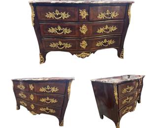 Marble Top French Chest with Ormolu Pulls and Accents