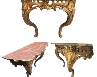 Pair LXV Style Consoles with Scalloped Tops