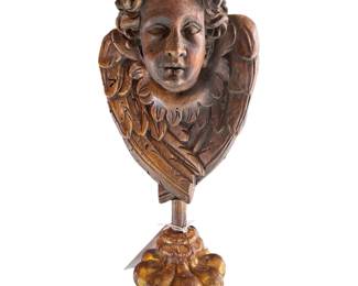 Sculpture Bust Angel Gilded Brass