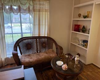 Rattan Loveseat and Coffee Table