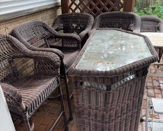 Wicker Outdoor Bar Set