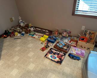 toys, board games, stuffed animals