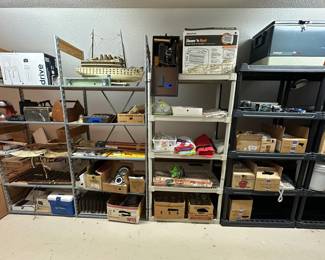 model ship, bath chair, heater, tools, decor, coolers, cameras, etc