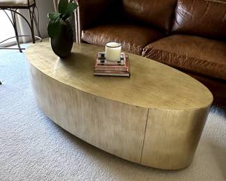 Caracole Come Oval Here Gold Leaf Coffee Table $1100
