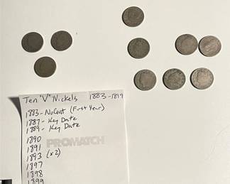 Lot of 10 - Liberty V Nickels - Includes 1883 First Year