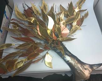 Midcentury Metal wall Sculpture Large Tree