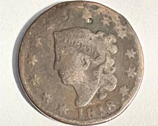 1818 Coronet Head - Large Cent - This Coin is 206 Years Old with Legible Date!