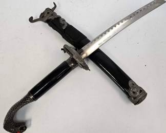Japanese Wakizashi with Serpent Head Hilt and Sheath
