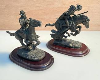 Frederick Remington - Trooper of the Plains / The Cheyenne - Bronze Horse Figurines